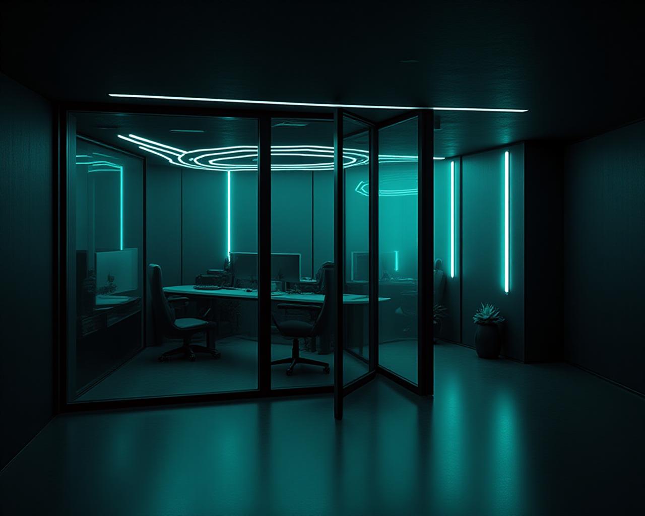 Stylish dark-mode office interior at Dynon Road